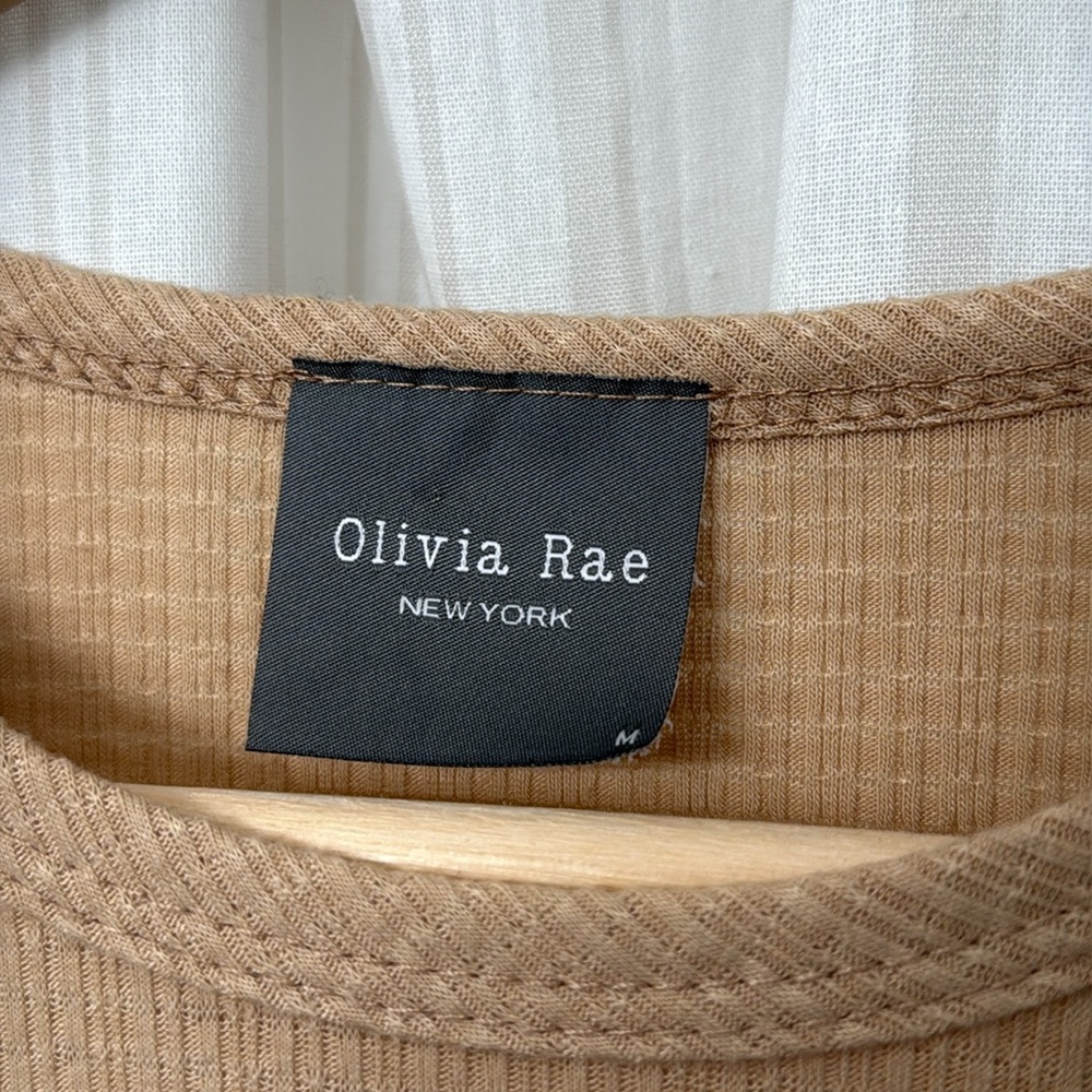 EUC Olivia Rae Waffle Knit Tie Front Tee - Picture 2 of 5